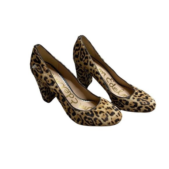 Sam Edelman Stillson Leopard Print  Pumps 3" Block Heel Round Toe Women Size 8.5 - Picture 1 of 11